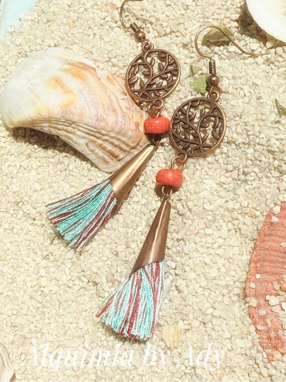 MONUMENT + SHOULDER DUSTER + Earth-Tone Dangle Earrings Silver Hoops